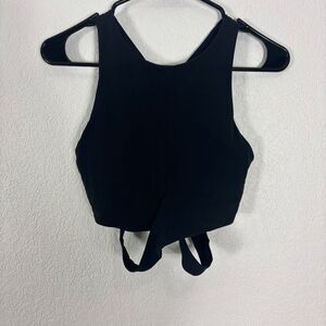 Athleta Black Criss Cross Strap Cropped Workout Tank Top Size Small